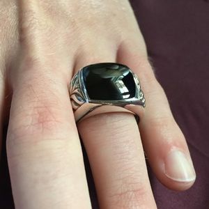 David Yurman 15mm Black Onyx Chevron Ring. Size 10
